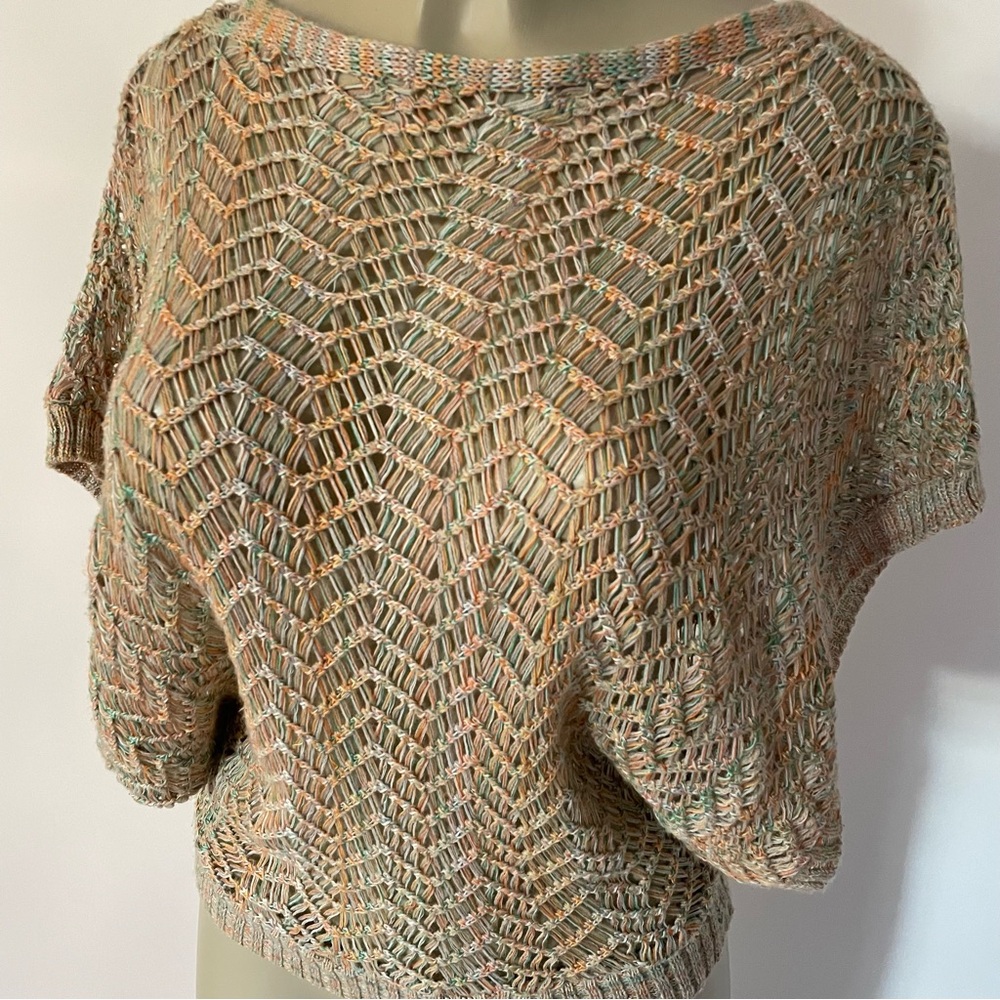 Multicolor Knit Short Sleeve Sweater